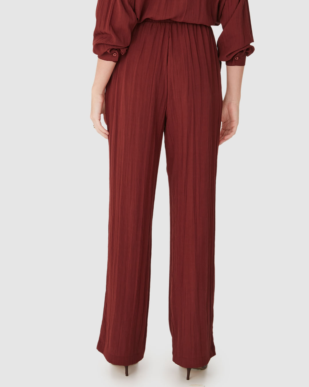 Calça Reta Feminina Bolso Faca Em Tecido Linho - Imagem 10