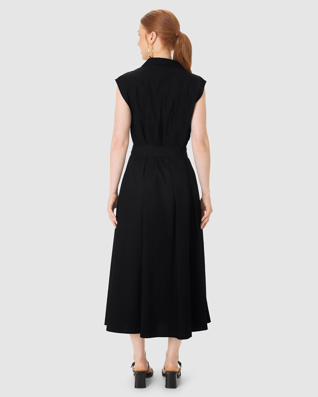 Vestido Chemise Com Cinto E Bolso Funcional Em Tricoline - Imagem 5