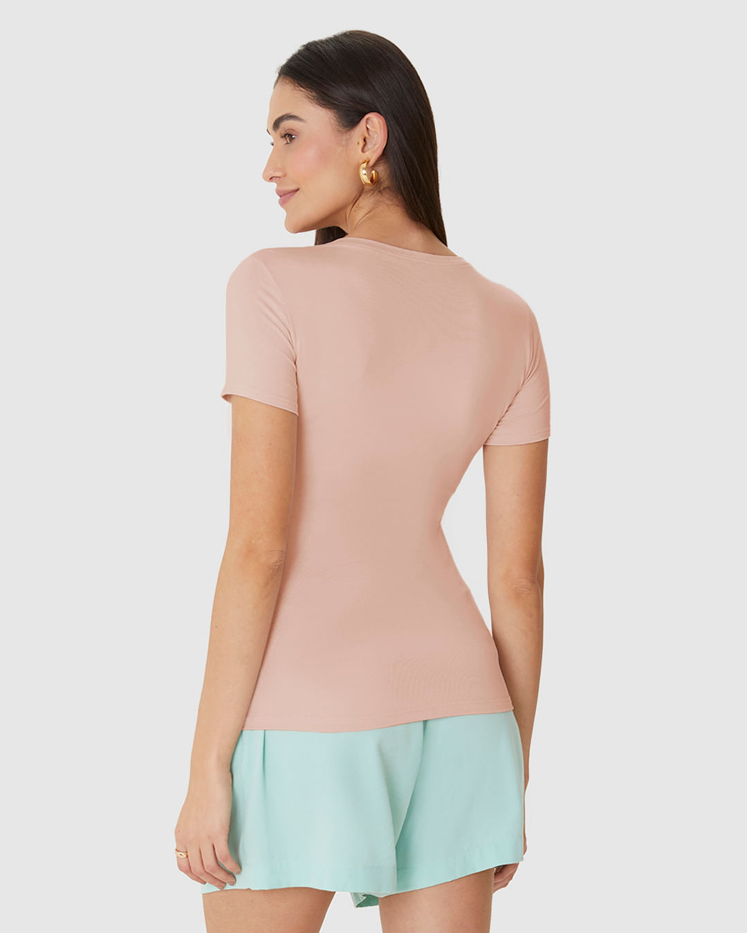 Blusa Básica Feminina Decote V Em Viscose Stretch - Imagem 25