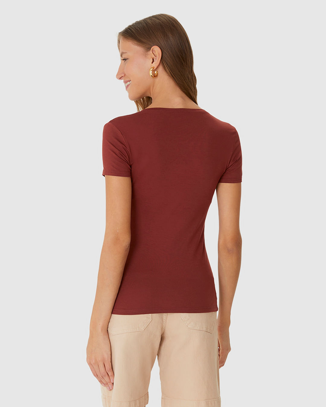 Blusa Básica Feminina Decote V Em Viscose Stretch - Imagem 15