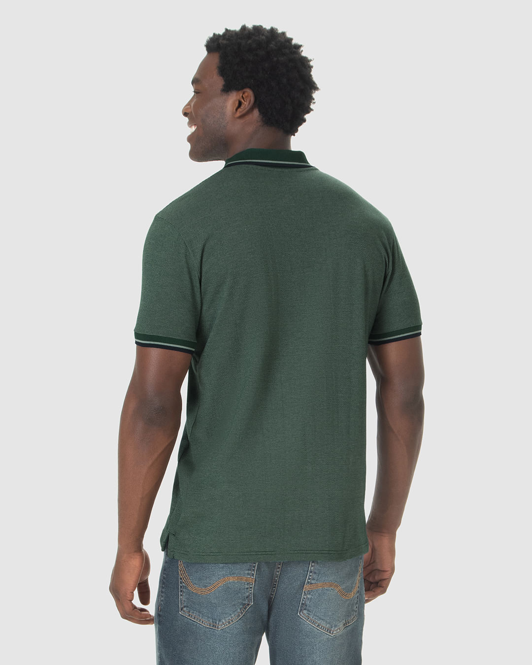 Camisa Polo Masculina Abertura Lateral Em Piquet Pontilhado - Imagem 12