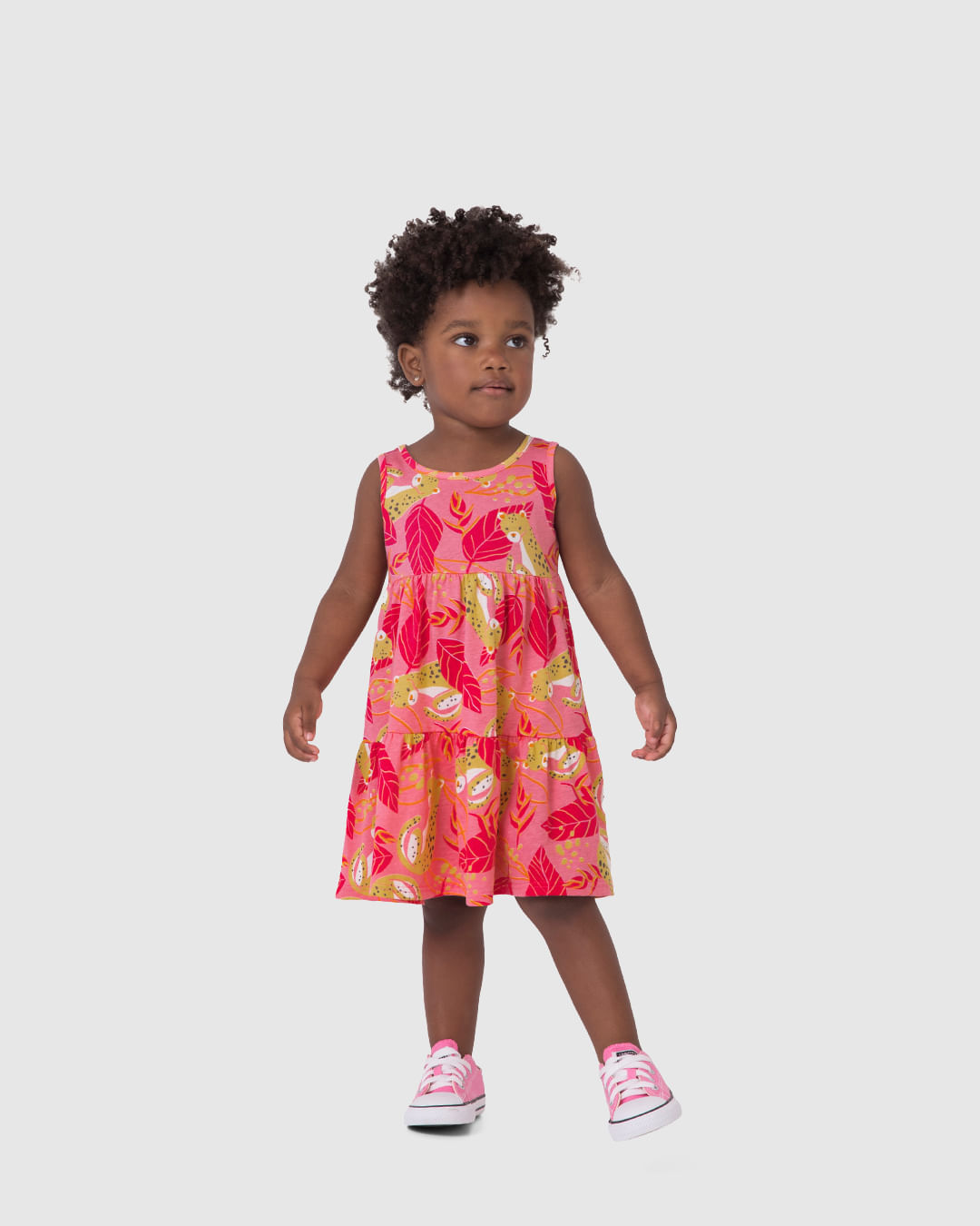 Vestido Infantil Marias Estampa Onças Em Algodão Malwee Kids - Imagem 3