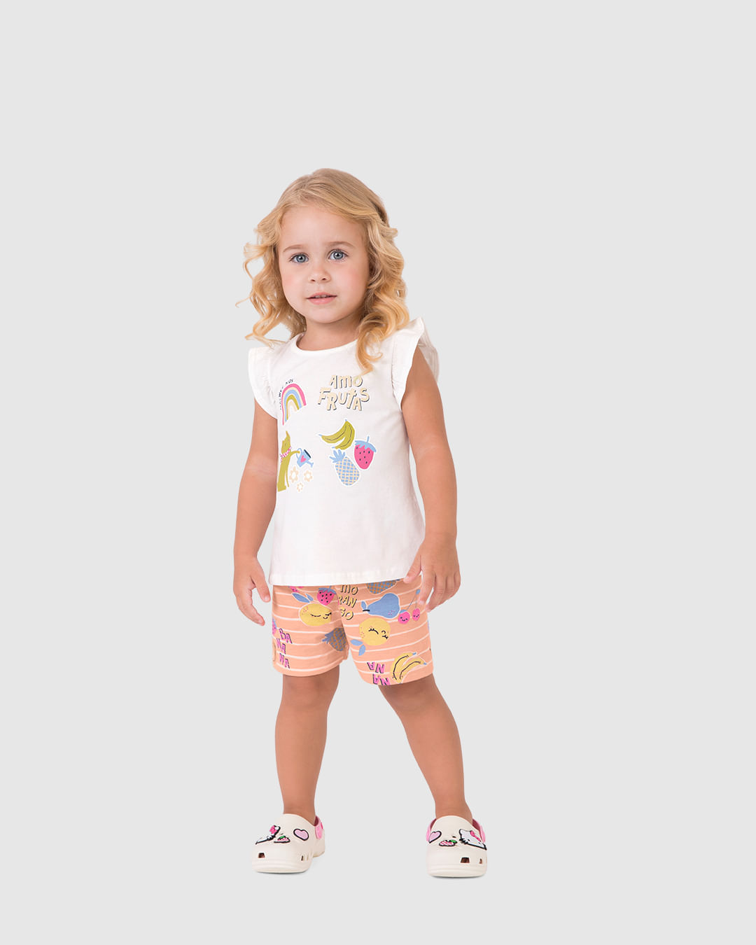 Pijama Curto Infantil Menina Amo Frutas Em Algodão Malwee Kids
