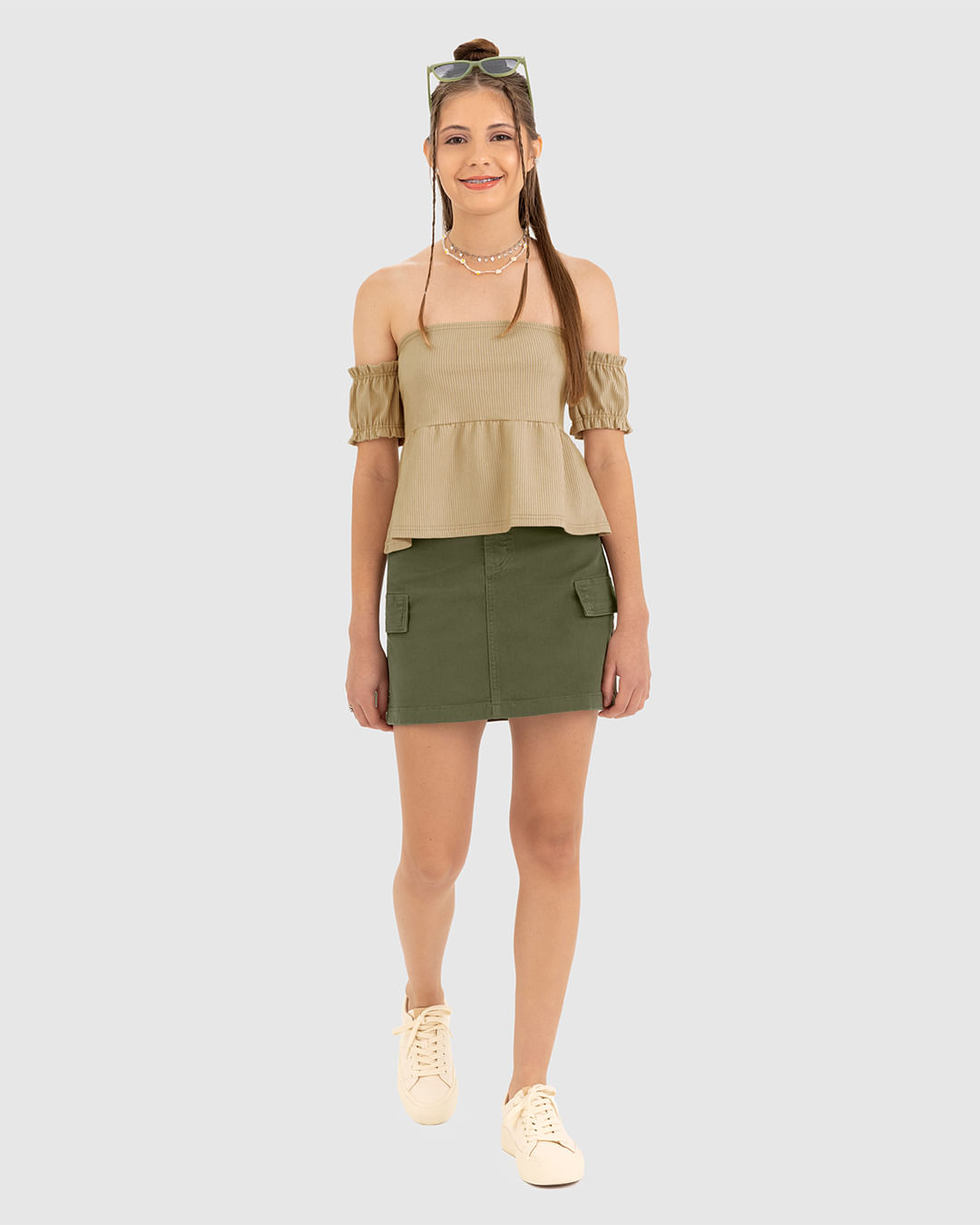 Blusa Menina Ciganinha em Malha Canelada Listrada Malwee Kids
