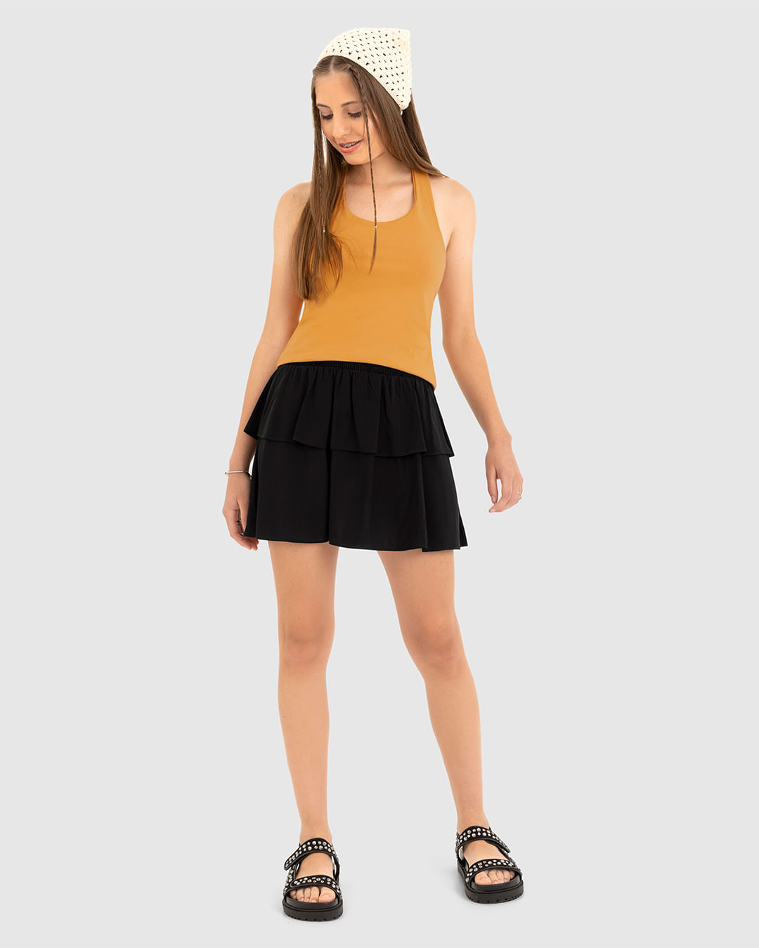 Saia Menina Camadas Cós Lastex em Viscose Malwee Kids
