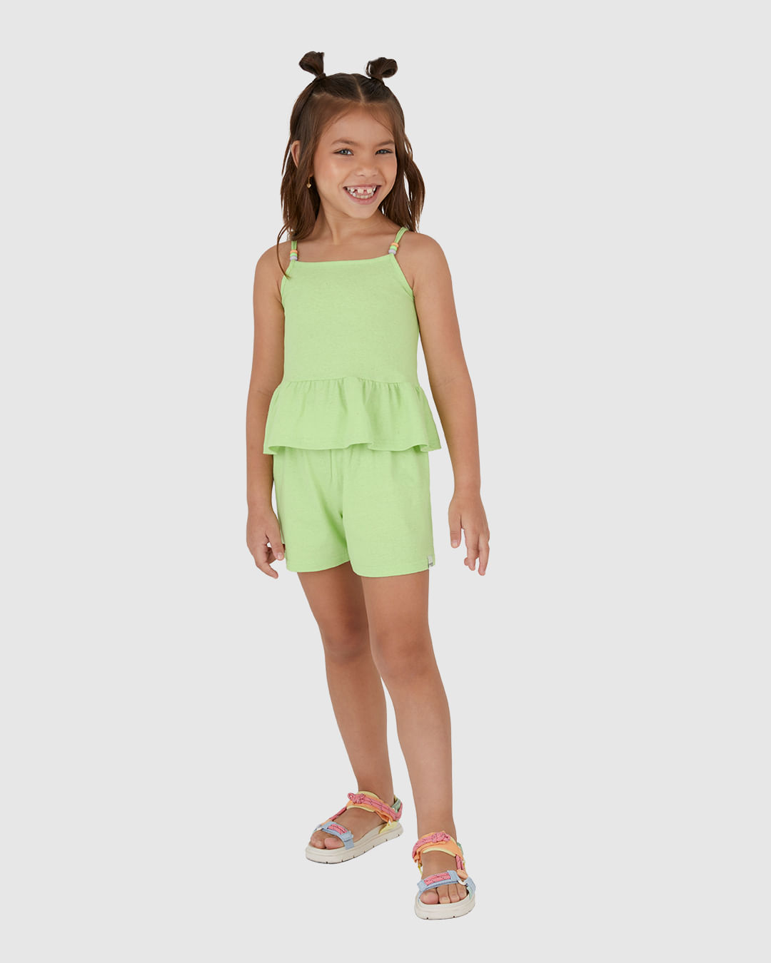 Conjunto Infantil Menina Blusa Peplum Alça Com Miçangas Malha Linho Malwee Kids - Imagem 11