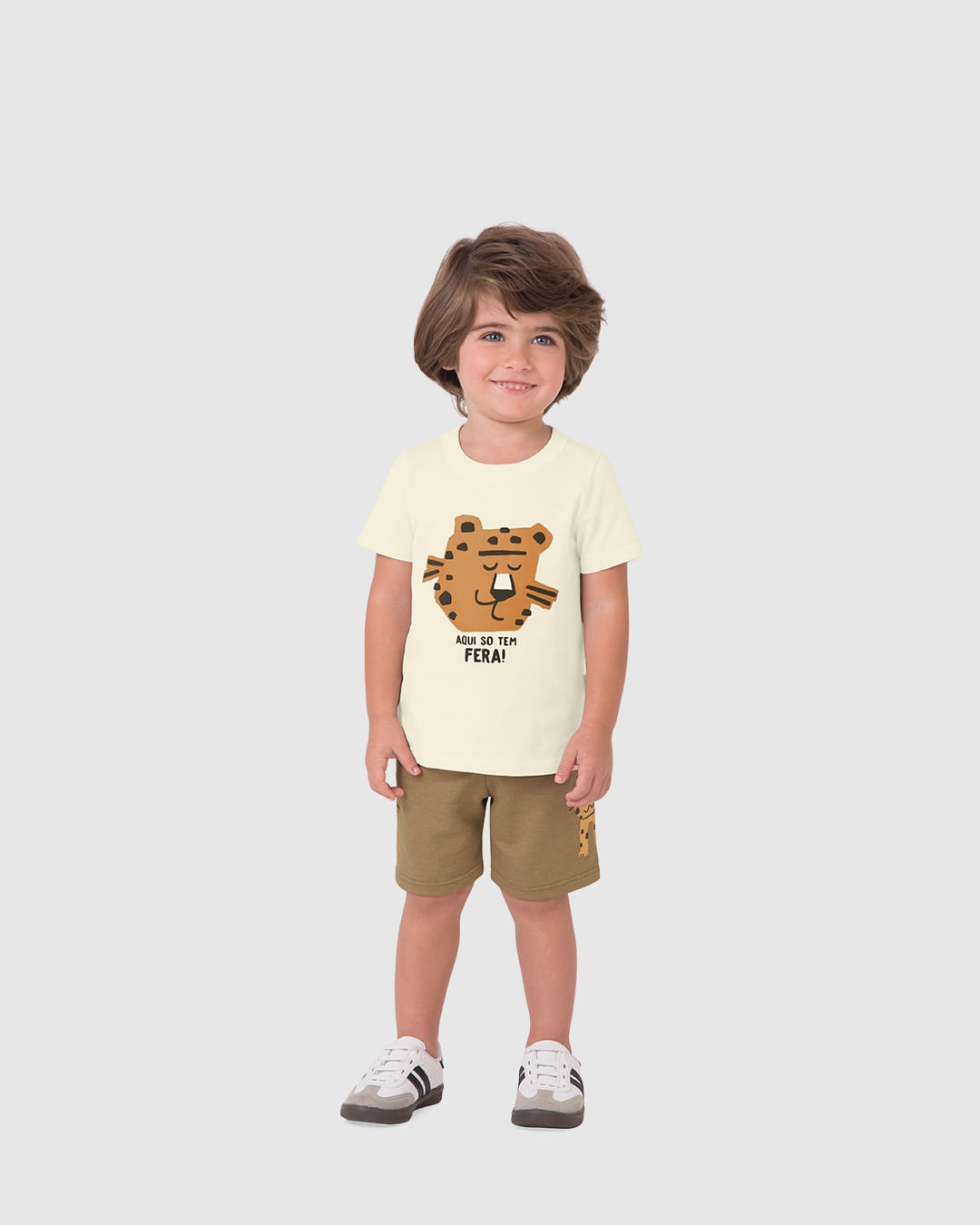 Conjunto Infantil Menino Camiseta E Bermuda Aqui Só Tem Fera Malwee Kids - Imagem 11