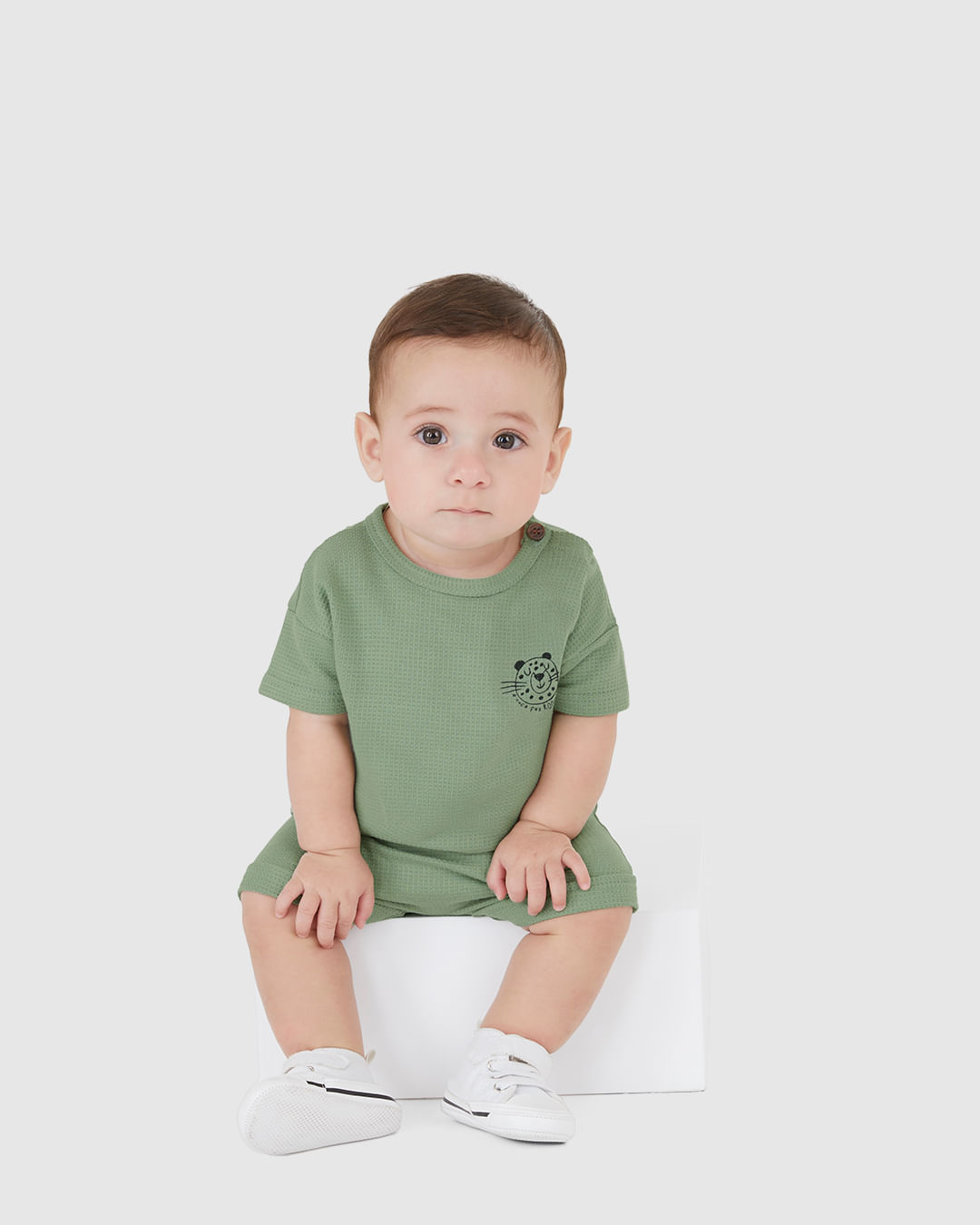 Conjunto Infantil Menino Camiseta Abertura Ombro Em Malha Textura Malwee Kids - Imagem 5