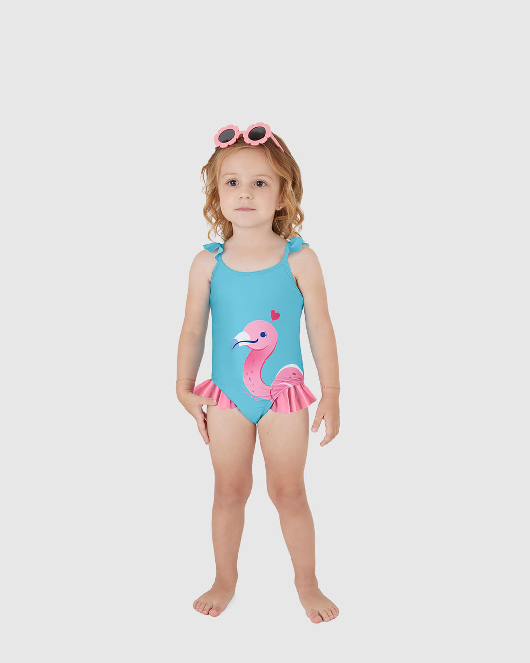 Maiô Infantil Menina Estampa Flamingo Em Malha UV50+ Malwee Kids - Imagem 3