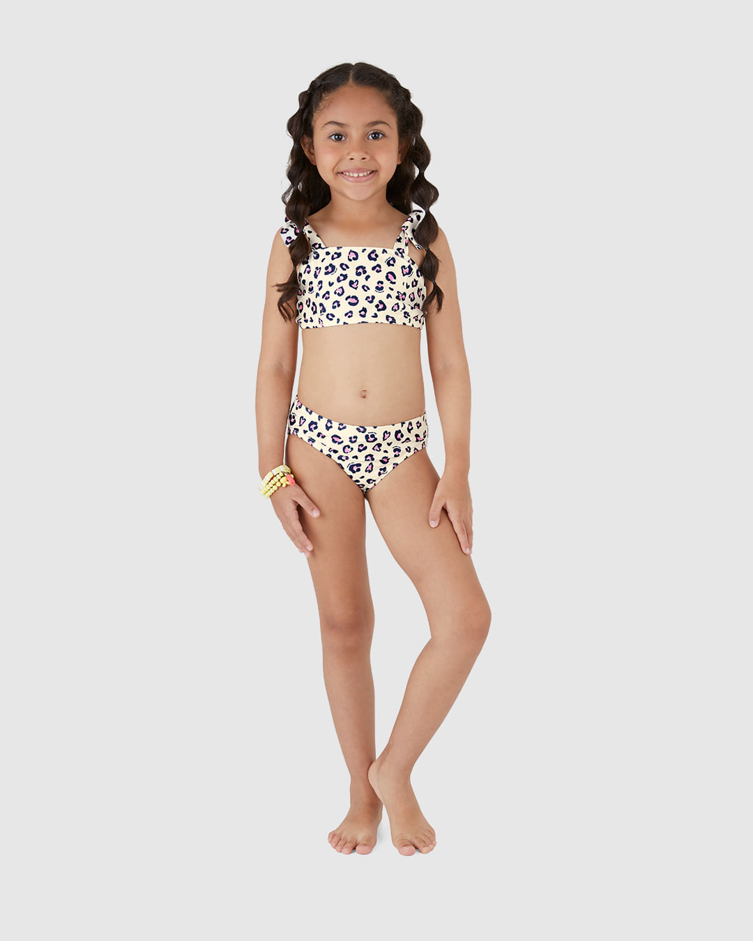 Biquíni Infantil Menina Reto Estampa Animal Print Em Malha UV50+ Malwee Kids - Imagem 3