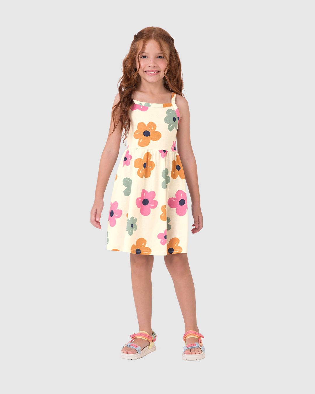 Vestido Infantil Rodado Decote Reto Em Algodão Malwee Kids