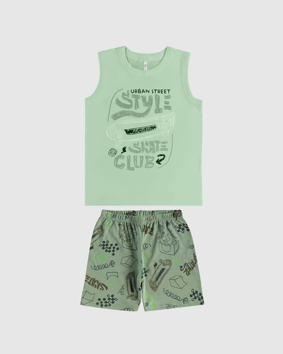 Pijama Infantil Menino Urban Street Style Skate Club Em Algodão Malwee Kids