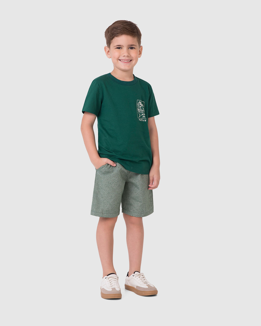 Conjunto Infantil Menino Camiseta Estampa Native Frente E Costas Malwee Kids - Imagem 5