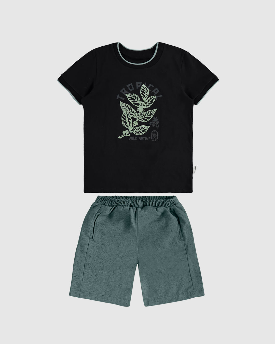 Conjunto Infantil Menino Camiseta Tropical Wild Native E Bermuda Malwee Kids