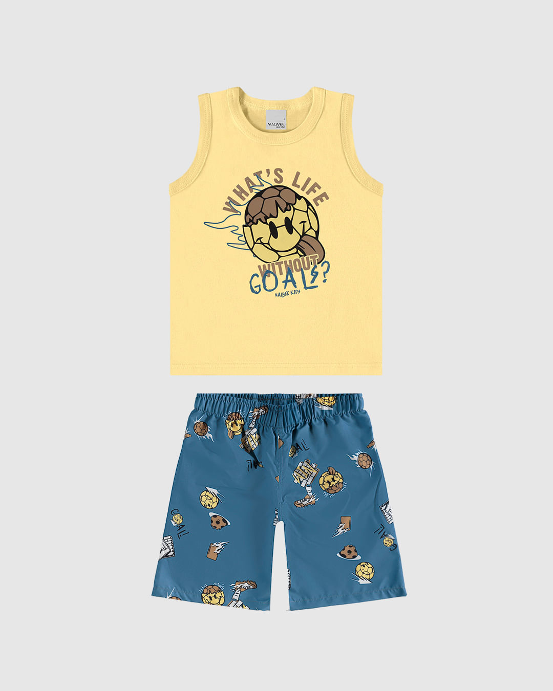 Conjunto Infantil Menino What's Life Without Goals? Em Algodão Malwee Kids
