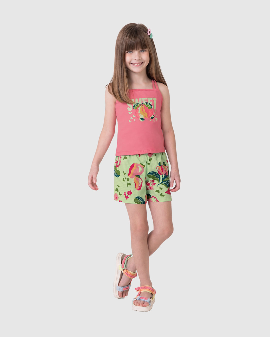 Conjunto Infantil Menina Regata Alça Dupla Estampa Sweet Algodão Malwee Kids - Imagem 3