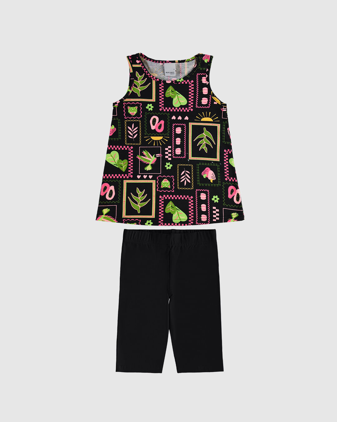 Conjunto Infantil Menina Regata Estampada E Bermuda Ciclista Malwee Kids - Imagem 7