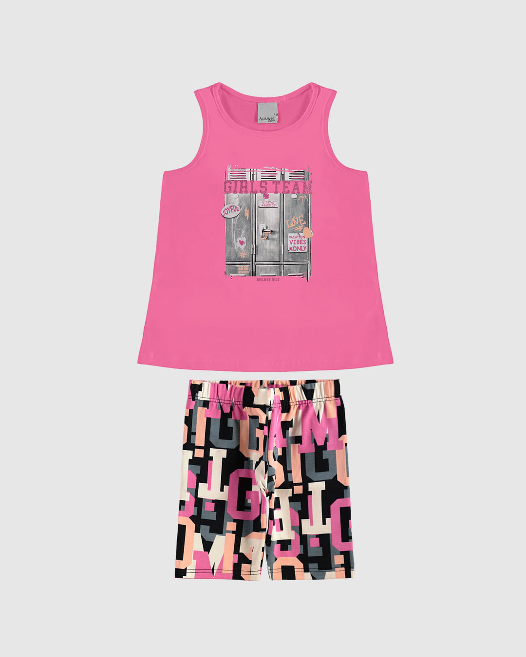 Conjunto Infantil Menina Regata E Bermuda Ciclista Estampada Malwee Kids - Imagem 7