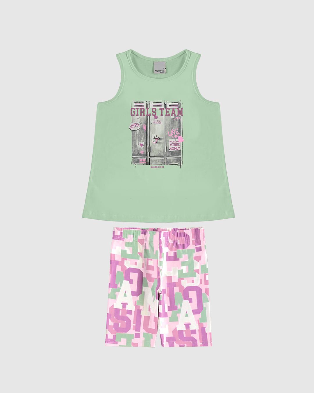 Conjunto Infantil Menina Regata E Bermuda Ciclista Estampada Malwee Kids - Imagem 6