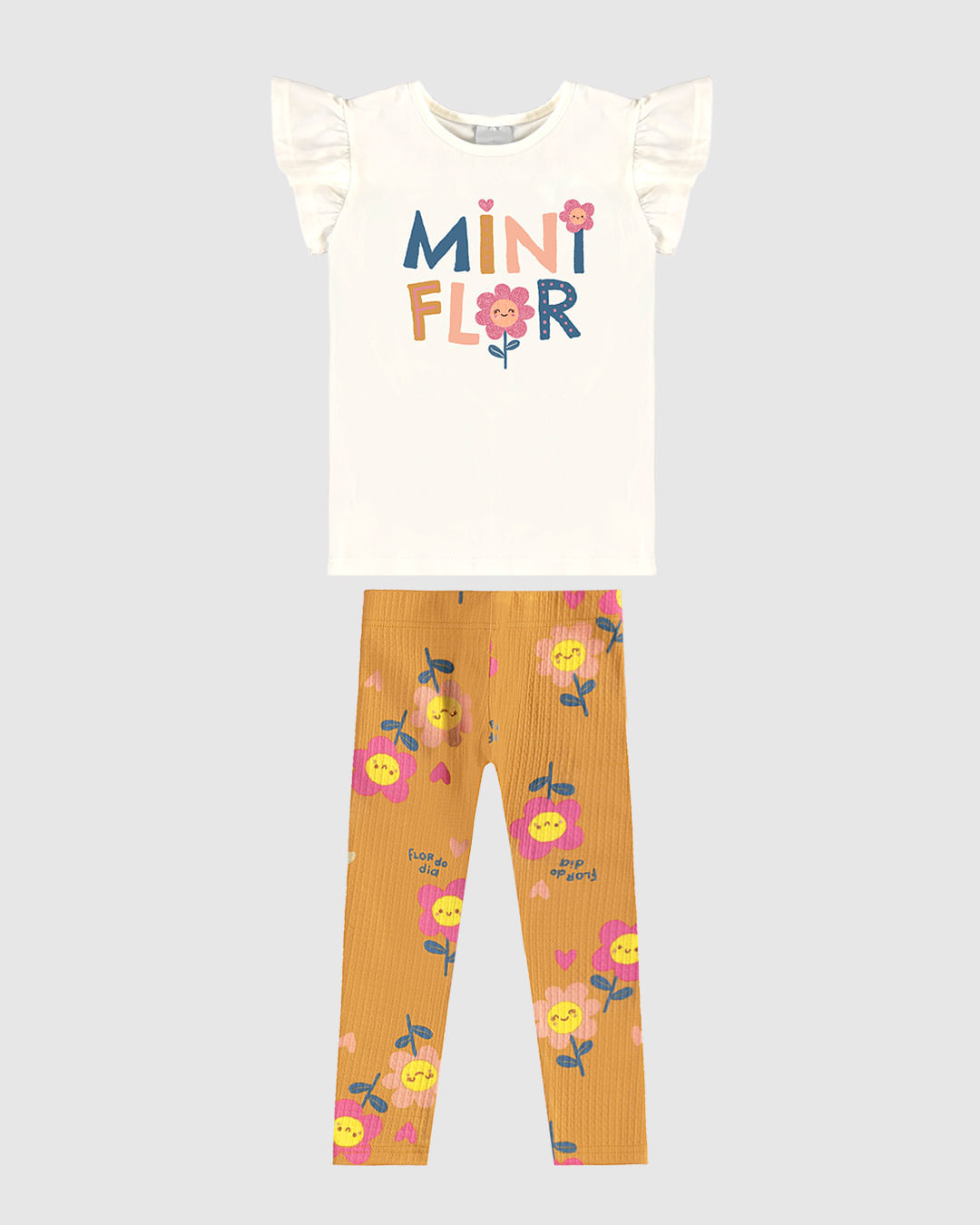 Conjunto Infantil Menina Blusa Estampa Glitter Mini Flor + Calça Malwee Kids