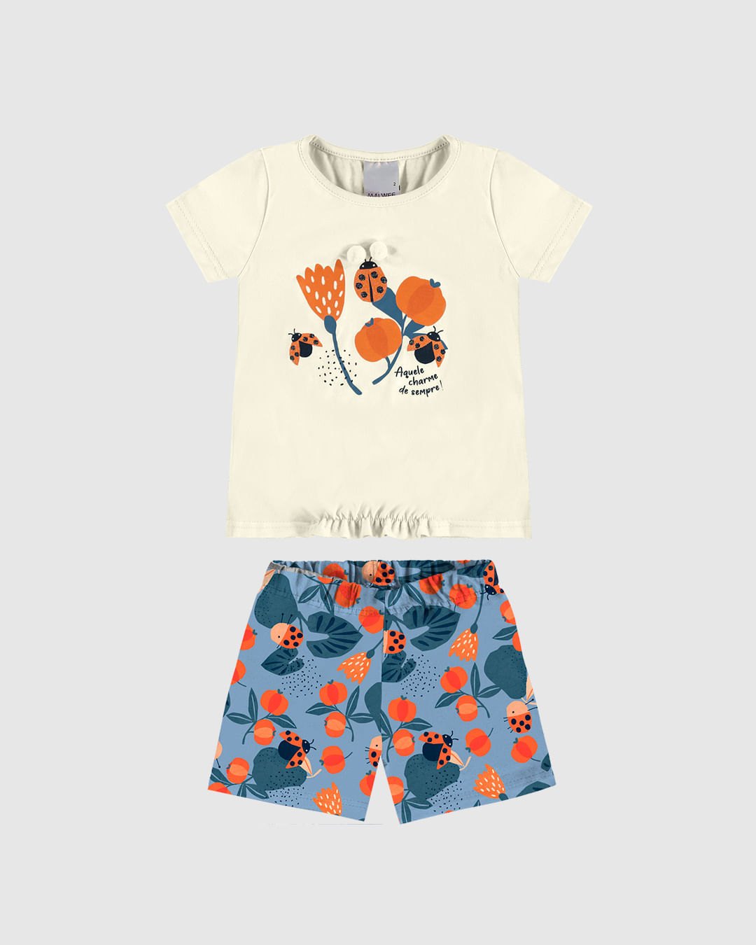 Conjunto Infantil Menina Blusa Estampa Glitter + Pompons Em Algodão Malwee Kids - Imagem 6