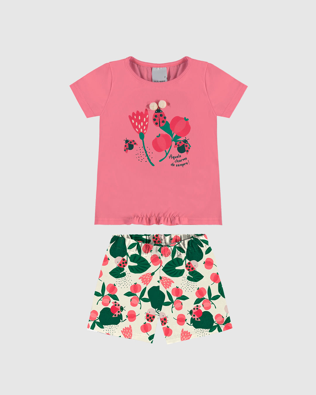 Conjunto Infantil Menina Blusa Estampa Glitter + Pompons Em Algodão Malwee Kids - Imagem 6