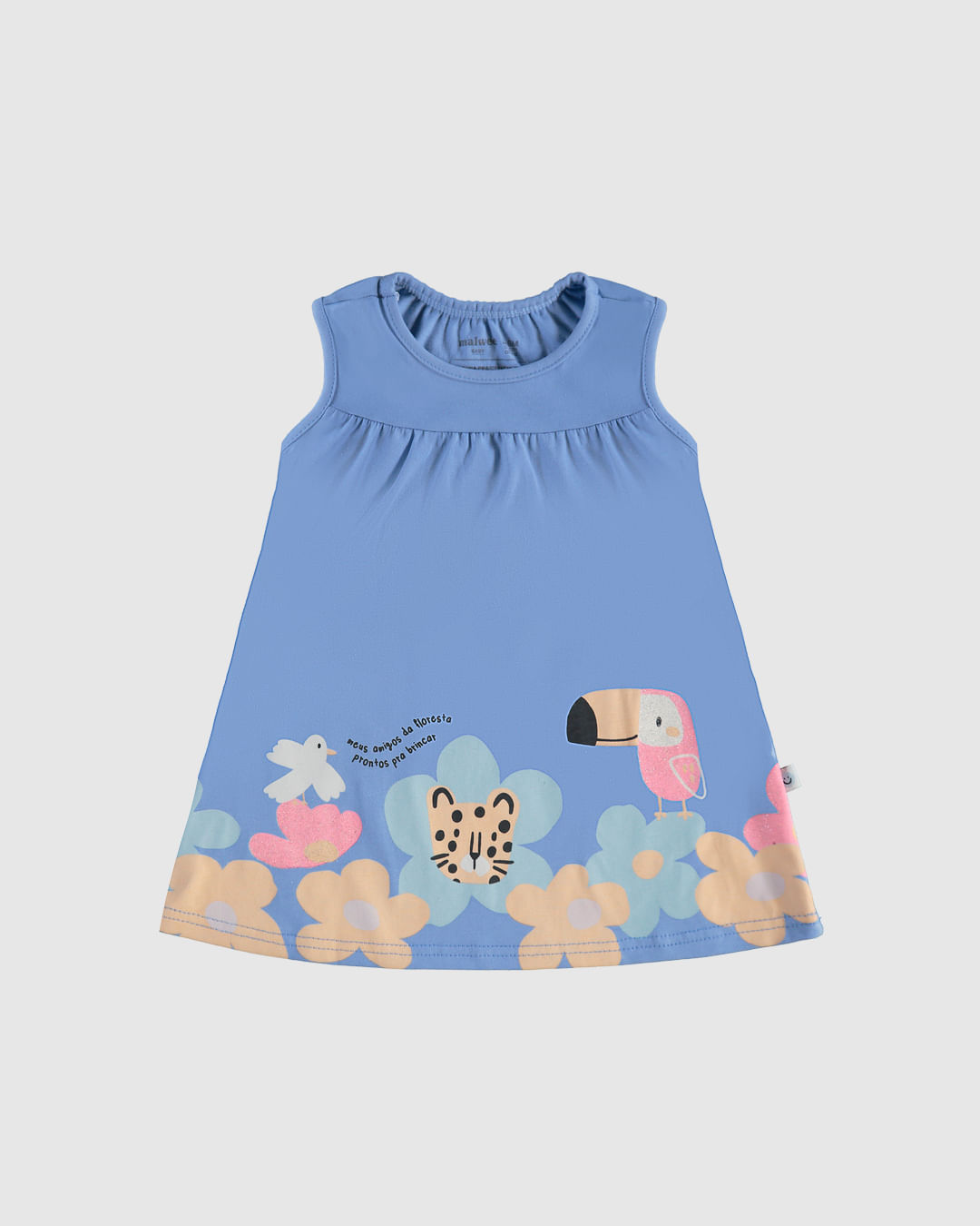 Vestido Infantil Meus Amigos da Floresta Em Algodão Malwee Kids