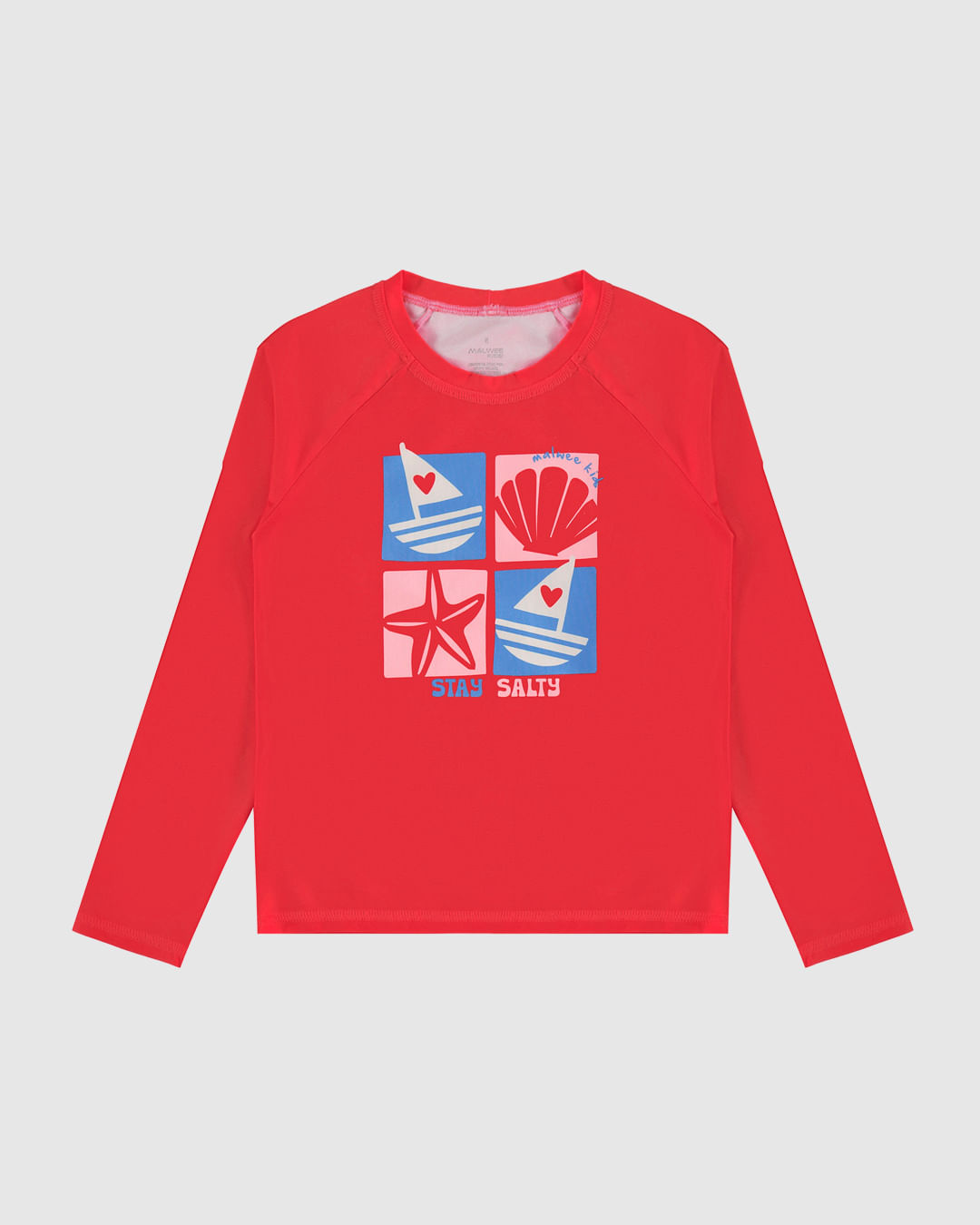 Camiseta Praia Infantil Unissex Stay Salt Em Malha UV50+ Malwee Kids