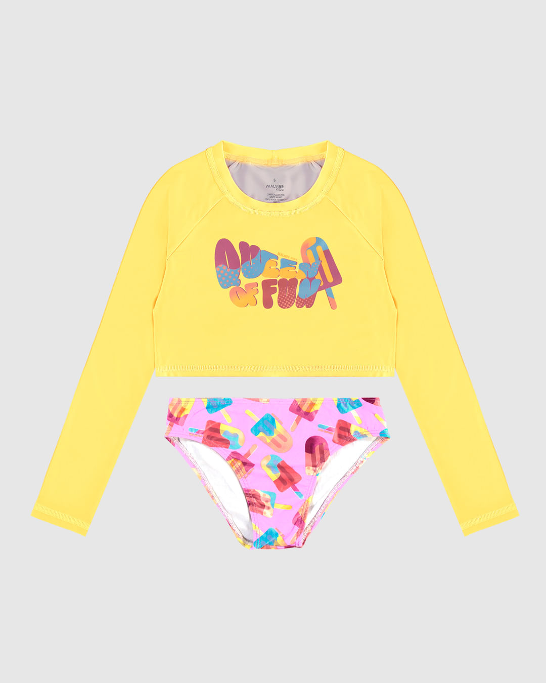 Conjunto Infantil Menina Blusa Praia + Calcinha Em Malha UV50+ Malwee Kids - Imagem 3