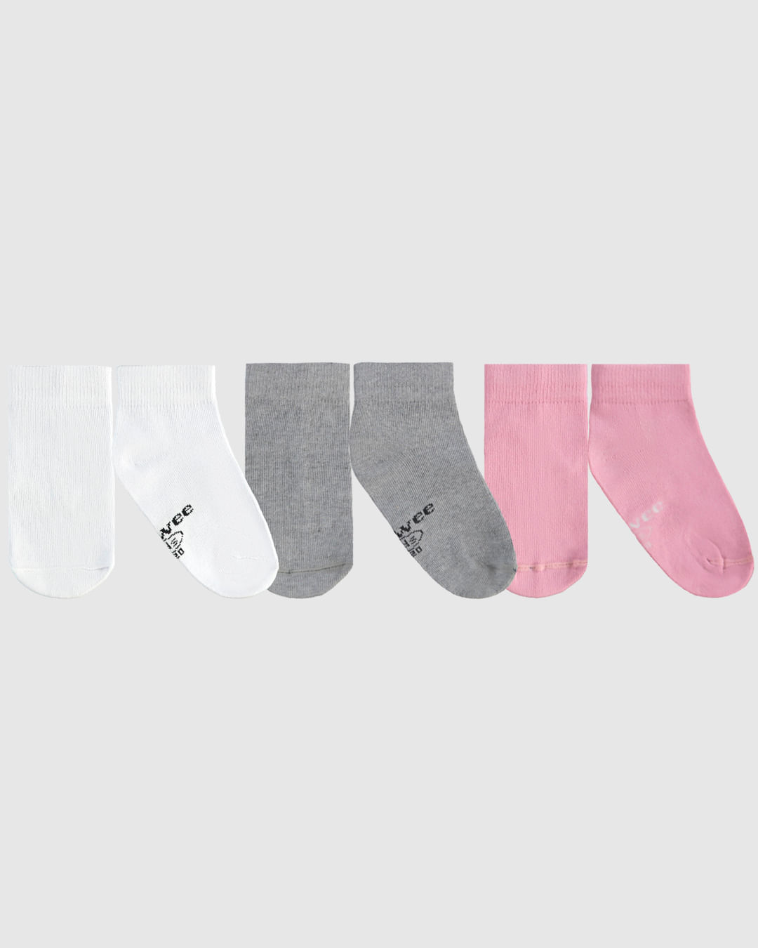 Kit 3 Meias Infantis Unissex Invisível Em Malha Algodão Malwee Kids