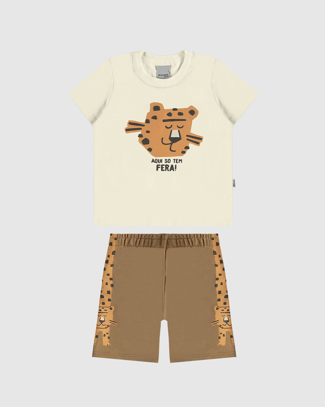 Conjunto Infantil Menino Camiseta E Bermuda Aqui Só Tem Fera Malwee Kids - Imagem 12