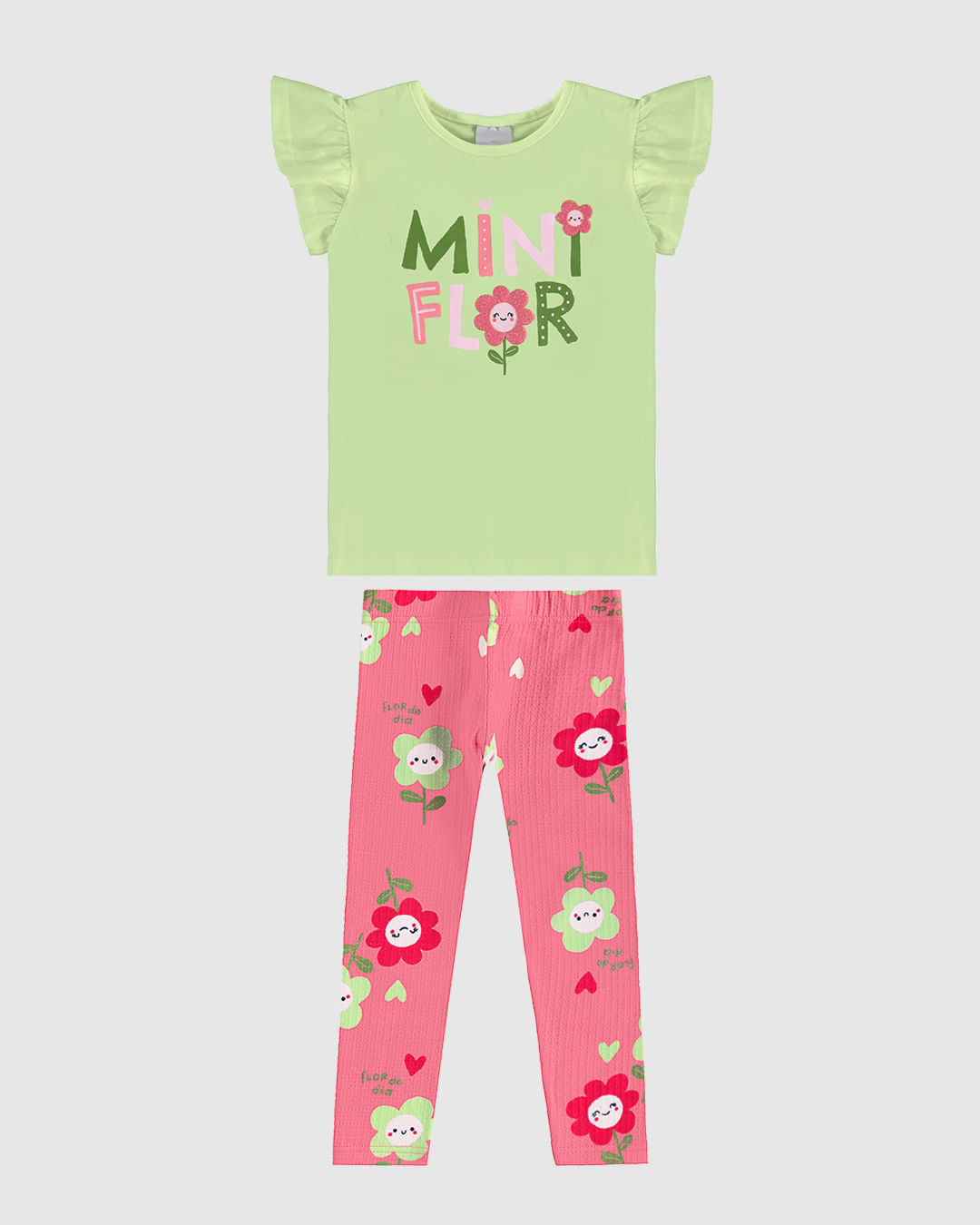 Conjunto Infantil Menina Blusa Estampa Glitter Mini Flor + Calça Malwee Kids - Imagem 4