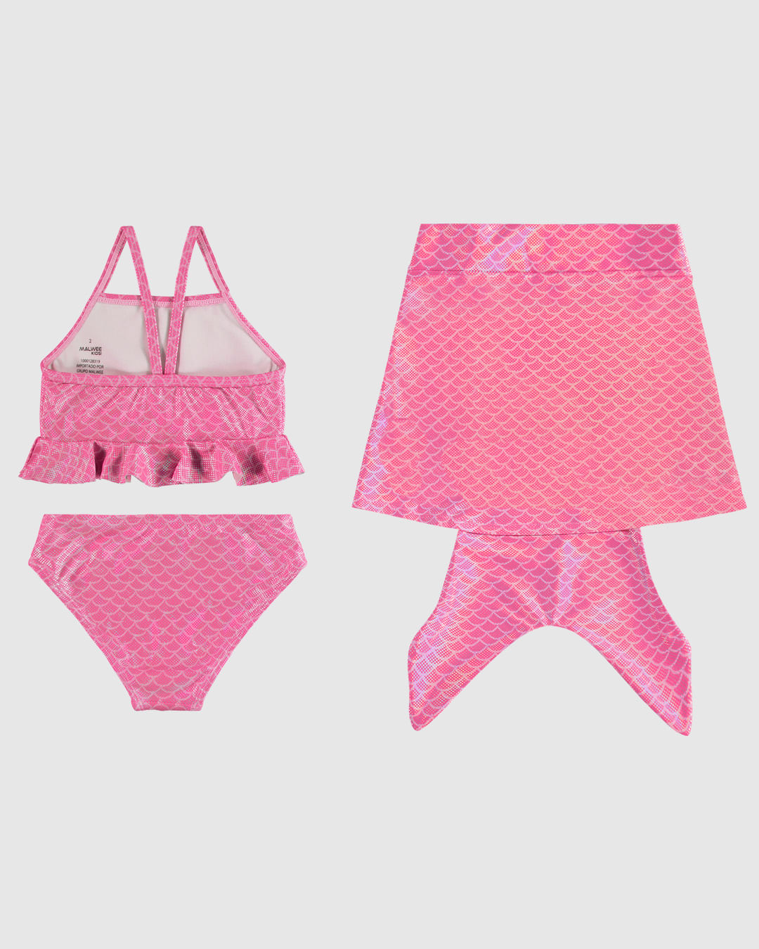 Biquíni Infantil Menina Saia Cauda Sereia Em Malha Glitter UV50+ Malwee Kids - Imagem 8