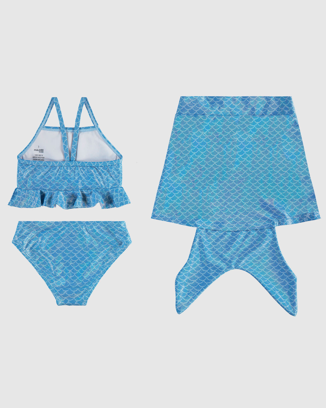 Biquíni Infantil Menina Saia Cauda Sereia Em Malha Glitter UV50+ Malwee Kids - Imagem 12