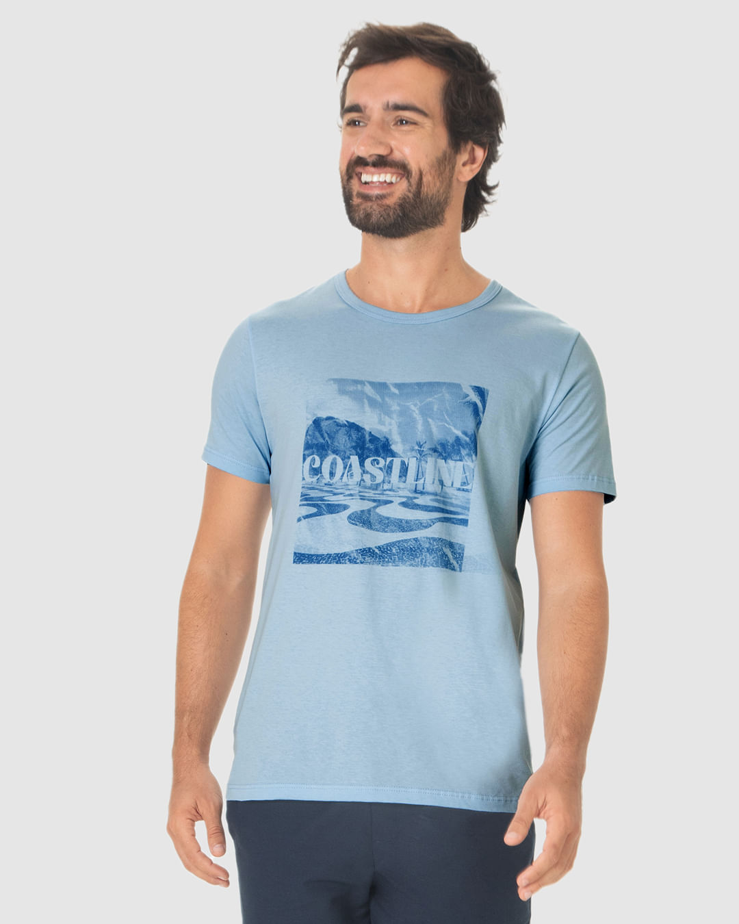 Camiseta Masculina Estampa Ilustrativa Coastline Em Algodão - Imagem 21