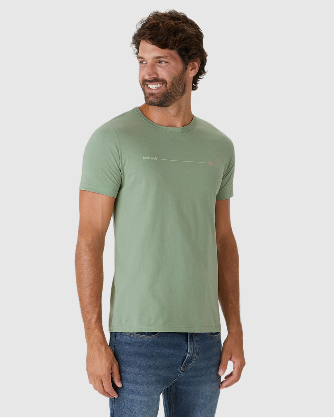 Camiseta Masculina Decote Redondo Estampa Lettering Em Algodão