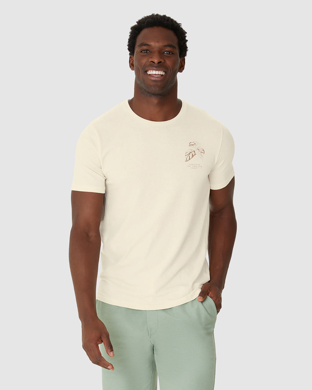 Camiseta Masculina Decote Redondo Manga Curta Estampa Peitoral Em Malha Linho - Imagem 21