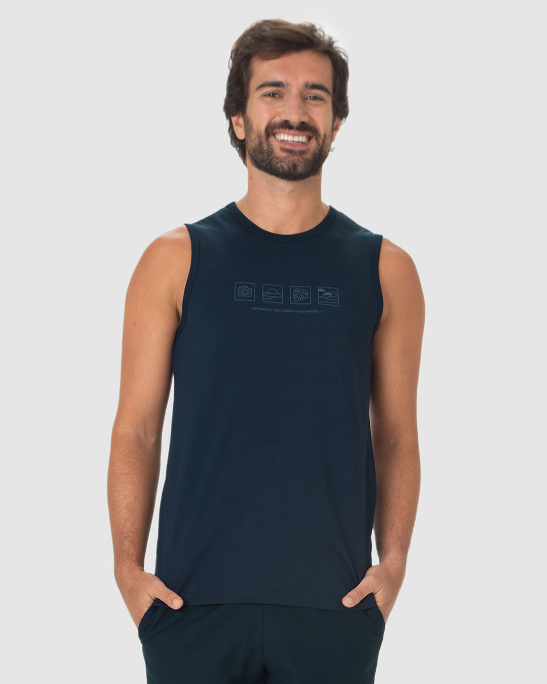 Regata Masculina Regular Estampa Frontal Em Algodão - Imagem 6