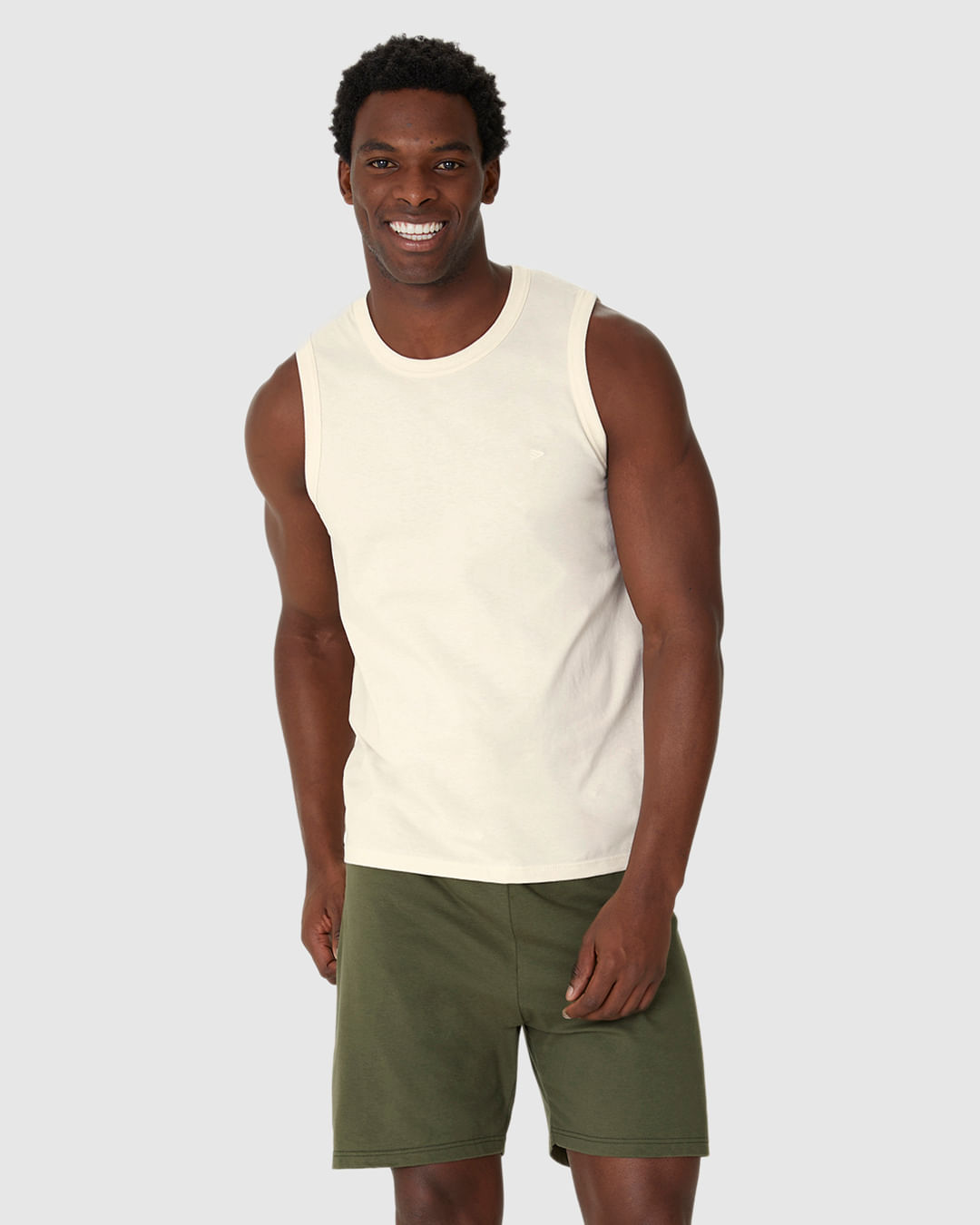 Pijama Curto Masculino Regata Alça Larga E Shorts Em Algodão - Imagem 13