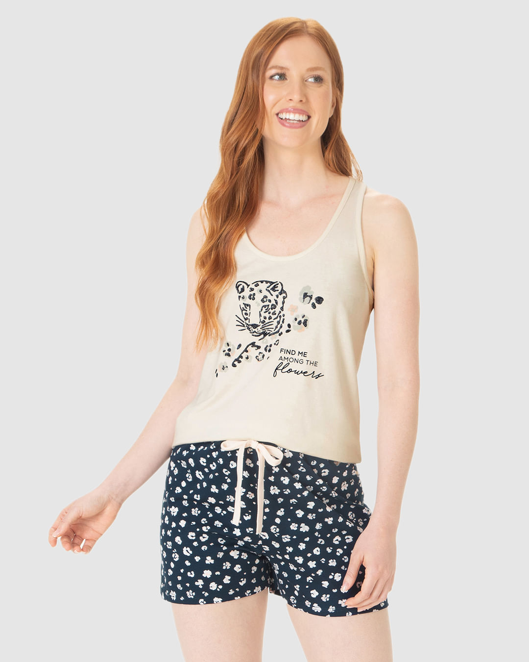 Pijama Curto Feminino Find Me Among The Flowers Em Algodão - Imagem 7