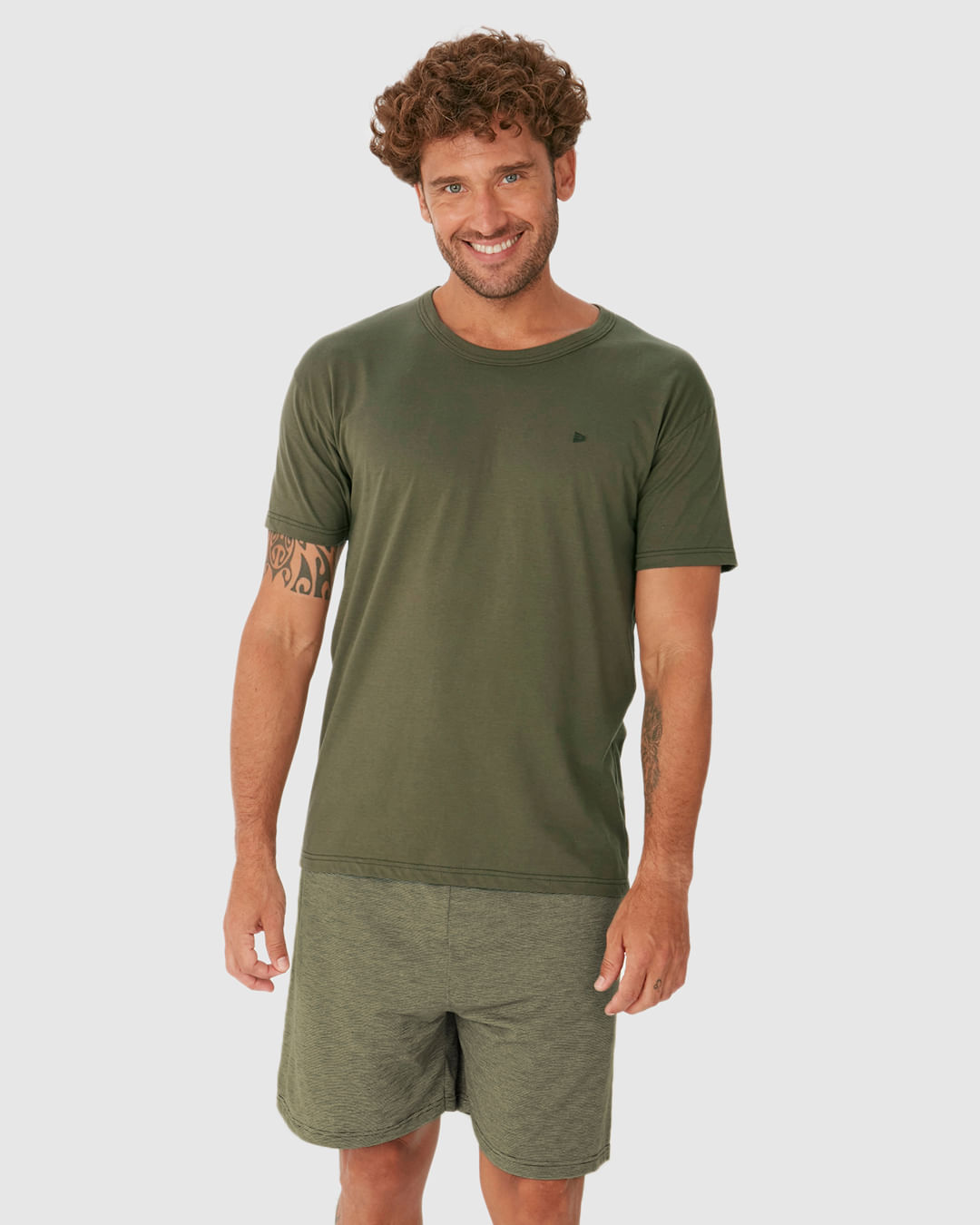 Pijama Curto Masculino Camiseta E Shorts Em Malha Fio A Fio - Imagem 16