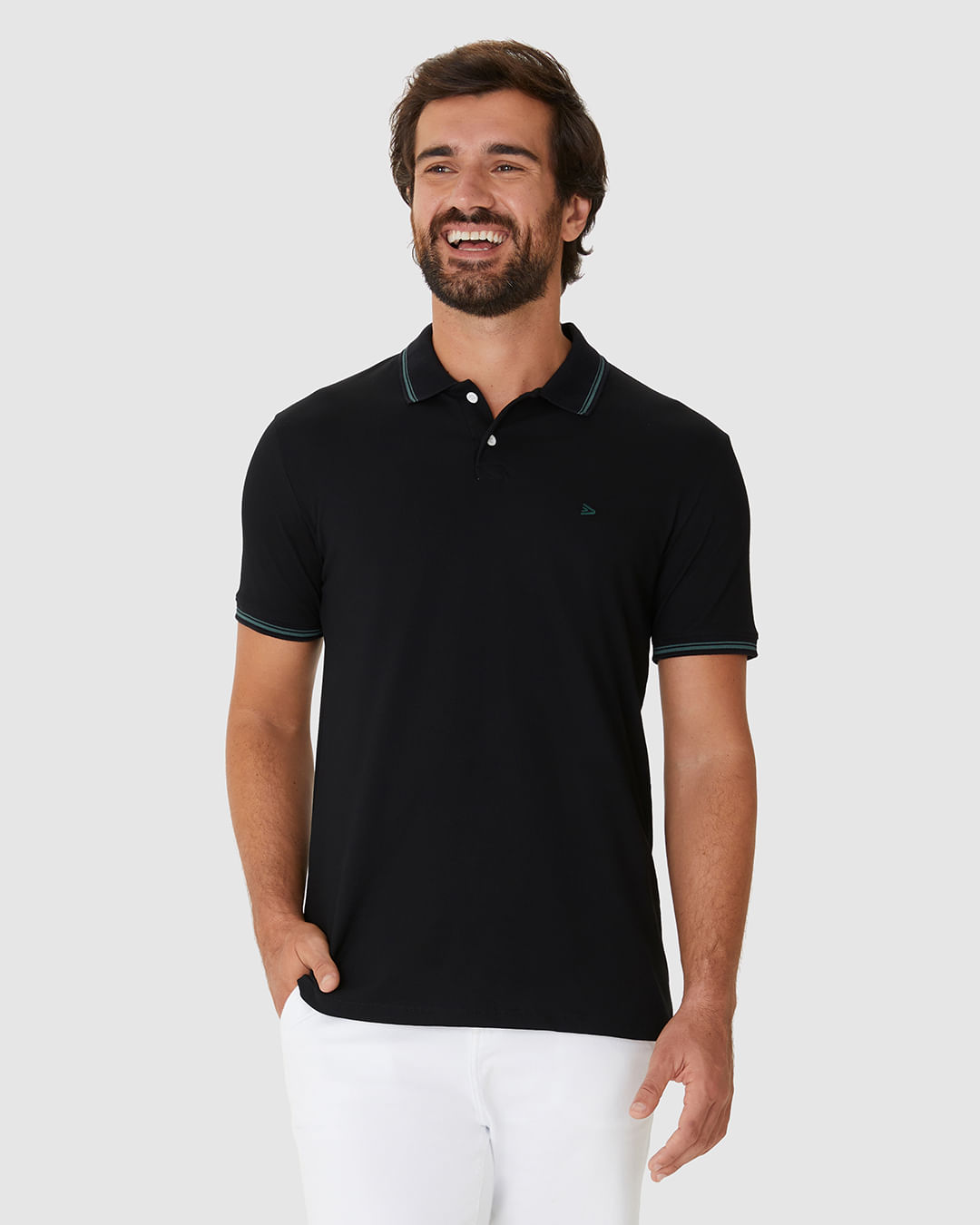 Camisa Polo Masculina Regular Gola Retilínea Em Piquet Stretch - Imagem 21