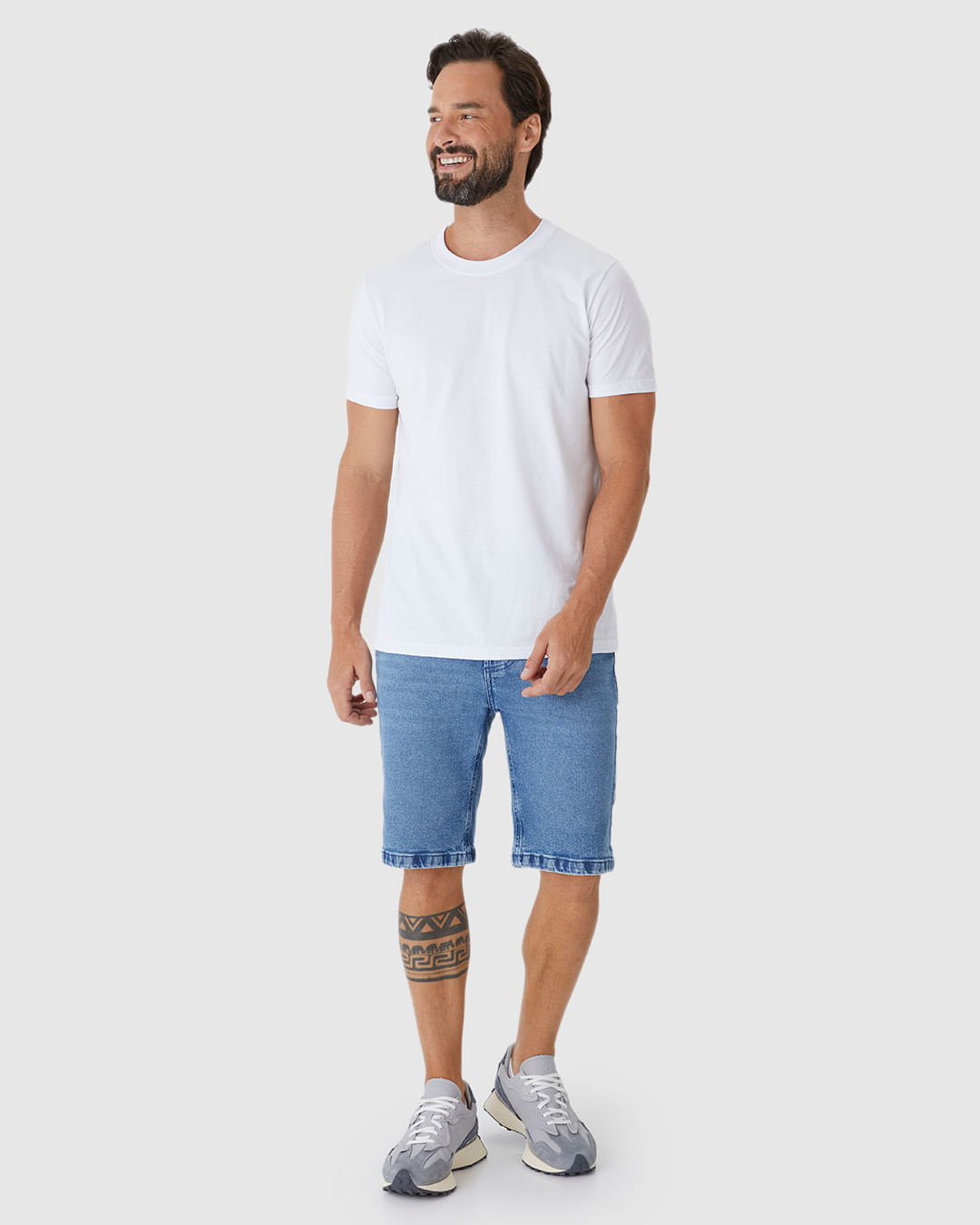 Bermuda Slim Masculina Cintura Média Bolso Funcional Em Jeans Stretch - Imagem 31