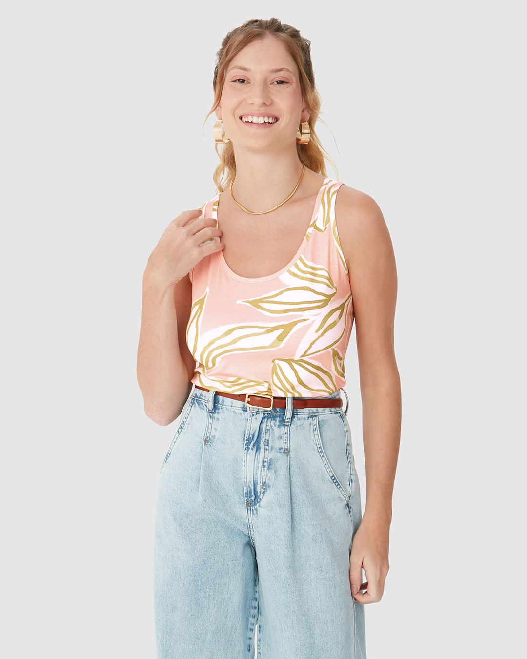 Regata Feminina Estampada Decote U Em Viscose Stretch - Imagem 21