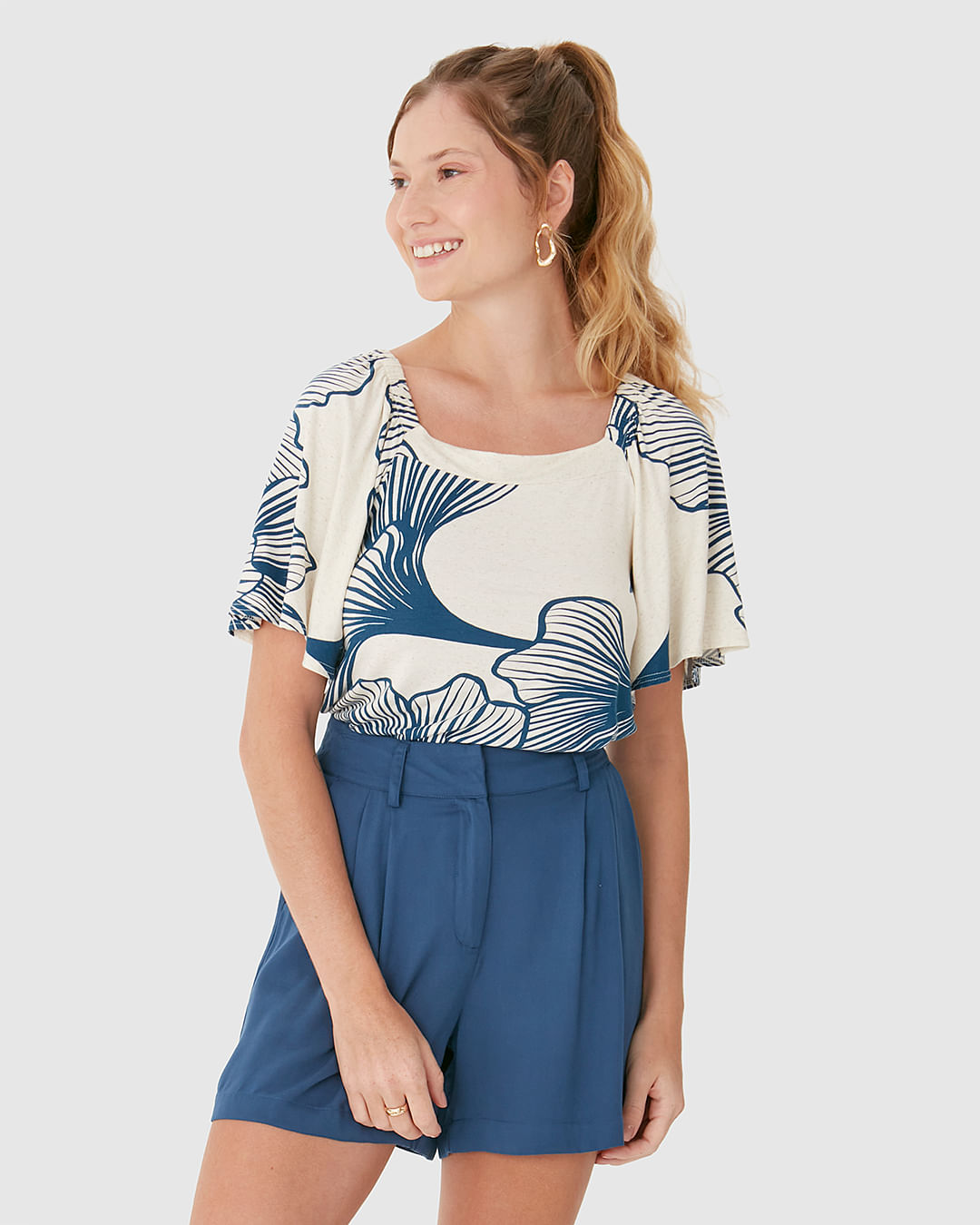 Blusa Feminina Estampada Decote Reto Em Malha Viscolinho Stretch - Imagem 16