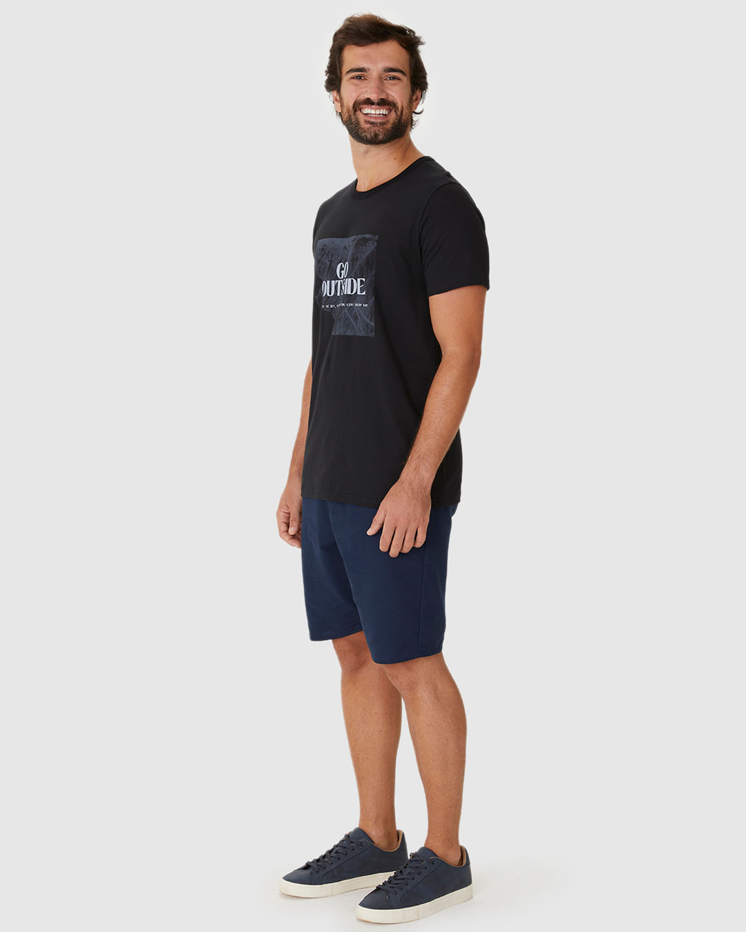 Camiseta Masculina Go Outside Look At The Sky Feel The Sun Em Algodão - Imagem 7