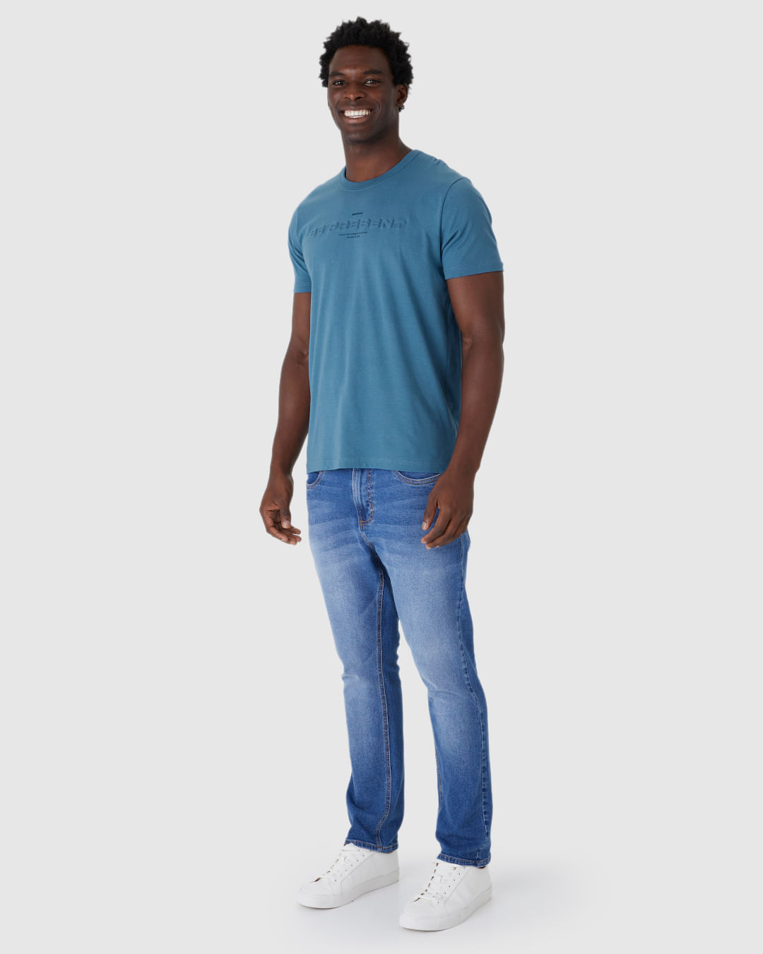 Camiseta Masculina Be Present Estampa Alto Relevo Em Algodão - Imagem 2