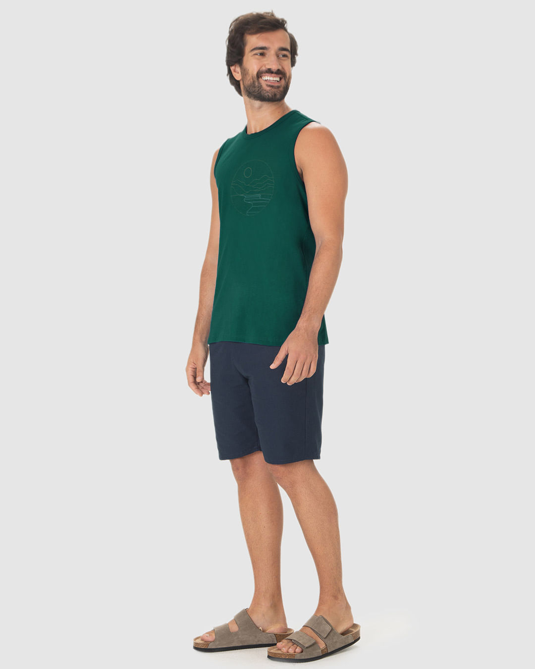 Regata Masculina Regular Estampa Frontal Em Algodão - Imagem 12