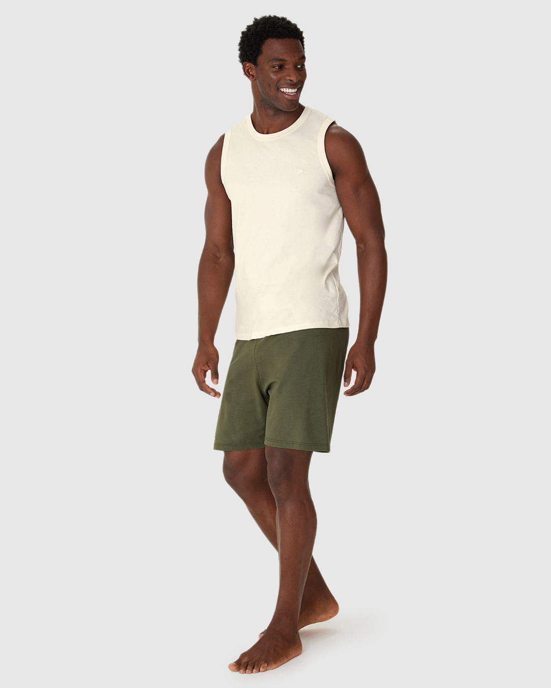 Pijama Curto Masculino Regata Alça Larga E Shorts Em Algodão - Imagem 20