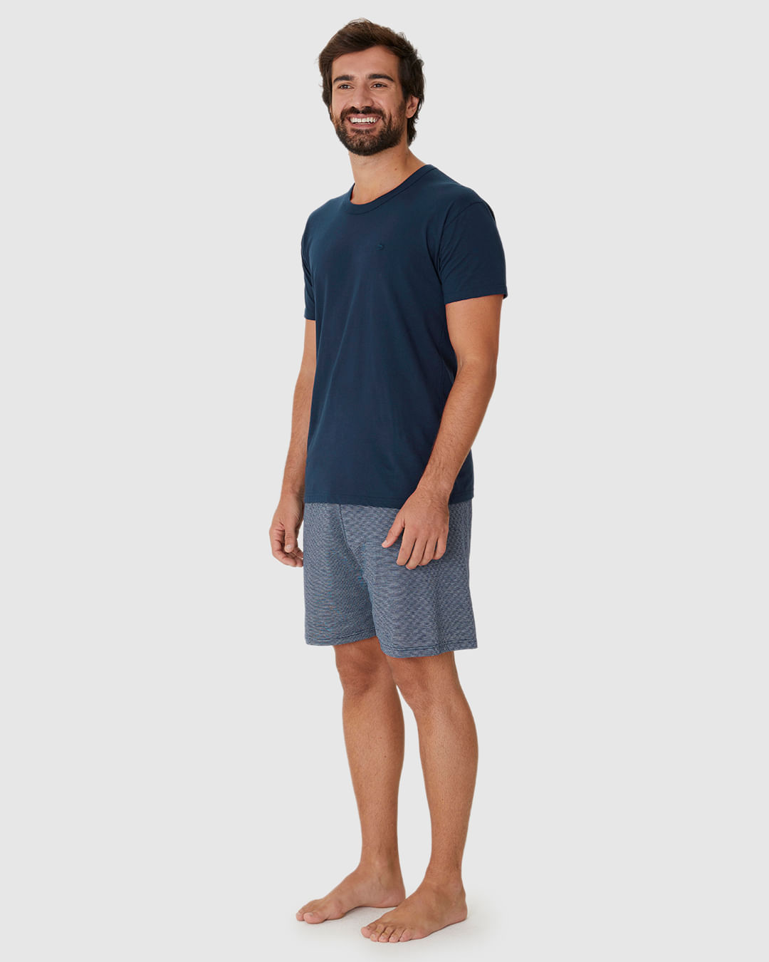 Pijama Curto Masculino Camiseta E Shorts Em Malha Fio A Fio - Imagem 20